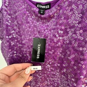 NWT Express Purple Sequin Scoopneck Tank Y2K